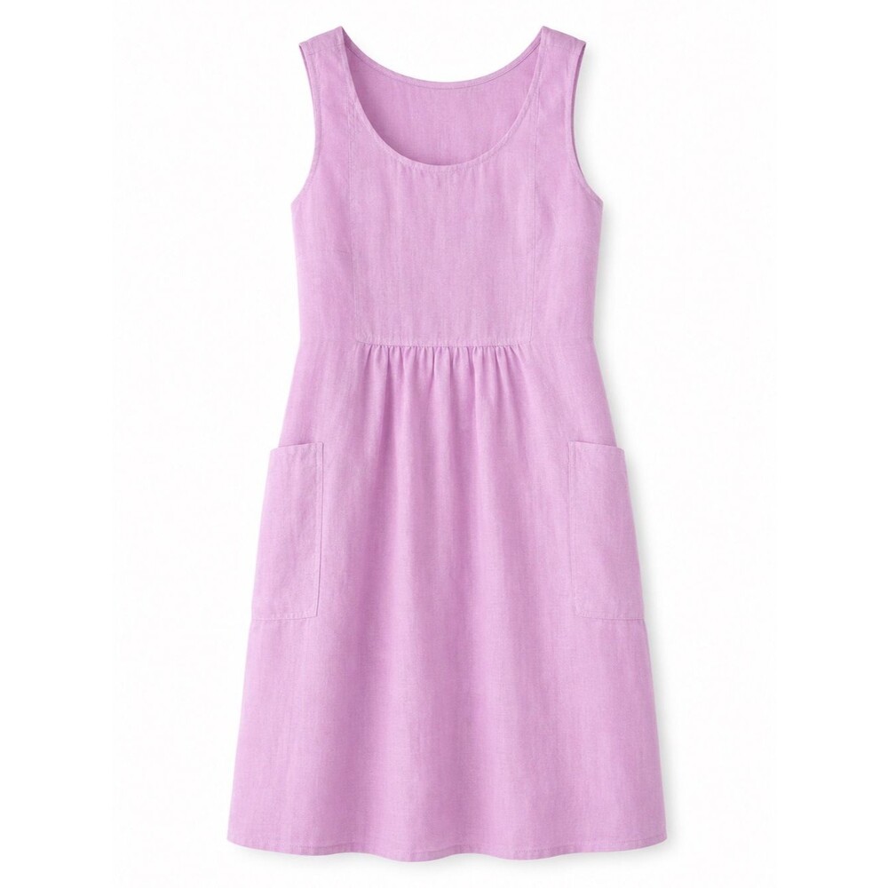 Poetry 100% Linen Sleeveless Pocket Dress Lilac Purple NWT 12